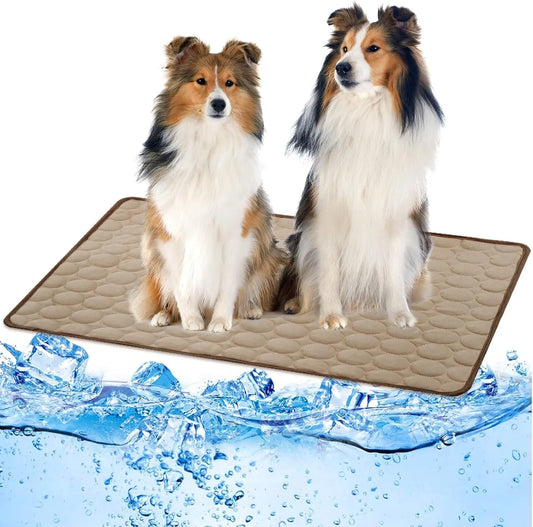 Dog Cooling Mat Washable Ice Silk Cooling Mat for Dogs Waterproof Bottom Summer Sleeping Pad Self Cooling Pad Blanket for Pets (59X39 In, Coffee)